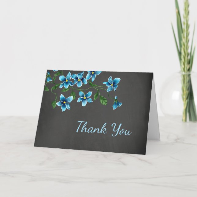 Blue Floral Thank You Card (Front)