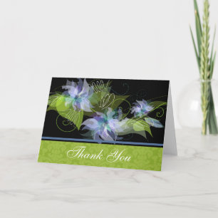 Blue Floral Thank You Card With Damask