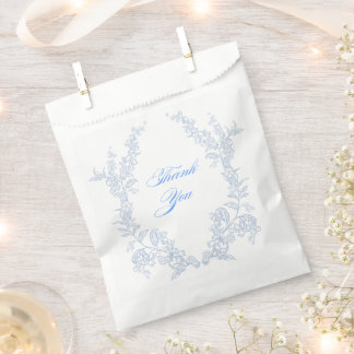 Blue Floral Thank You Favour Bag