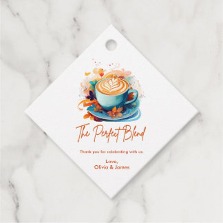 Blue Floral The Perfect Blend Couples Shower Favour Tags