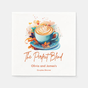 Blue Floral The Perfect Blend Couples Shower Napkin