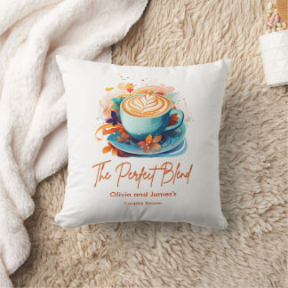 Blue Floral The Perfect Blend Couples Shower Throw Pillow