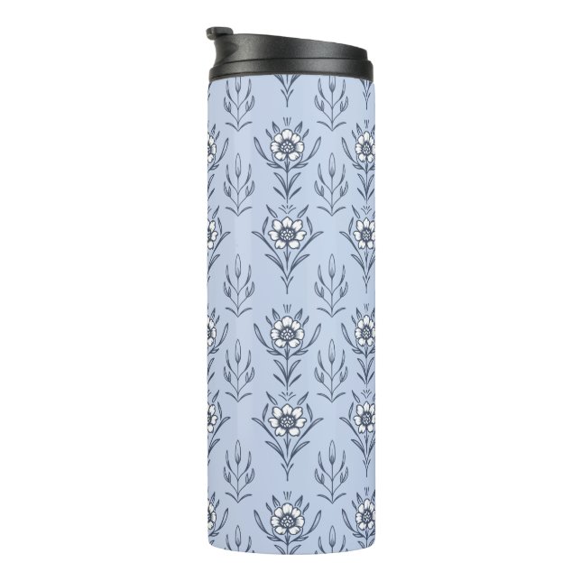 Blue floral thermal tumbler (Rotated Right)