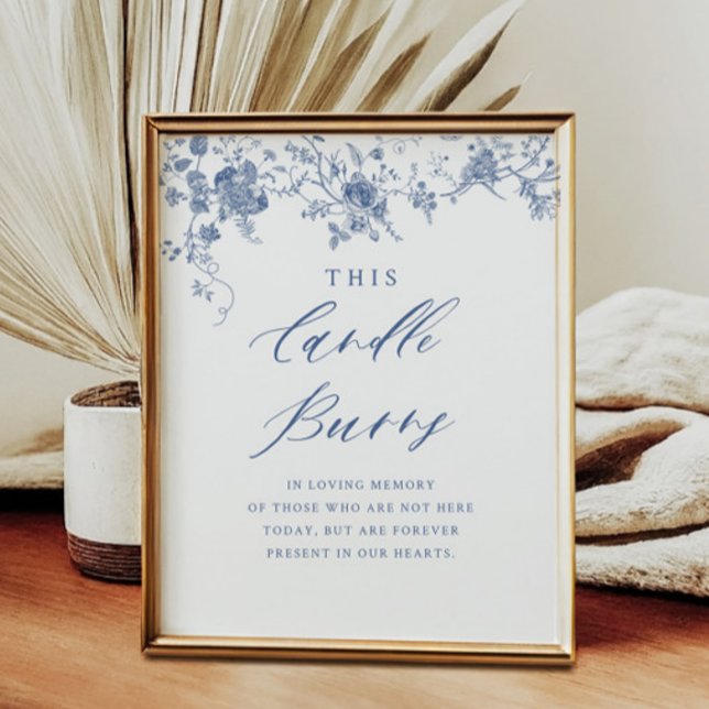 Blue Floral This Candle Burns Wedding Memorial  Poster (Creator Uploaded)
