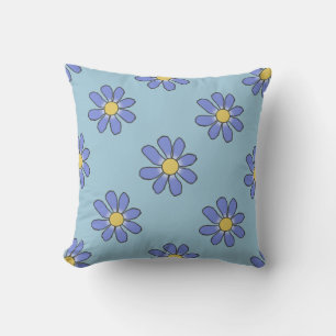 Blue Floral Throw Pillow