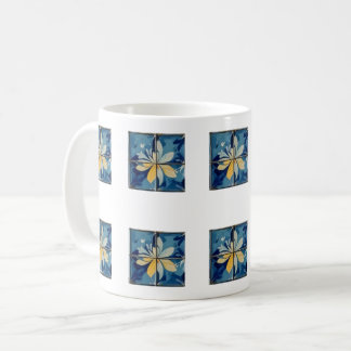 Blue Floral Tile Pattern Coffee Mug