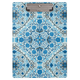 Blue floral tiles clipboard
