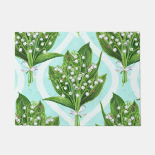 Blue floral tiles doormat