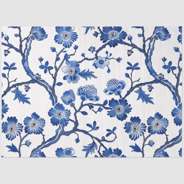 Blue Floral Tissue Paper (Front)