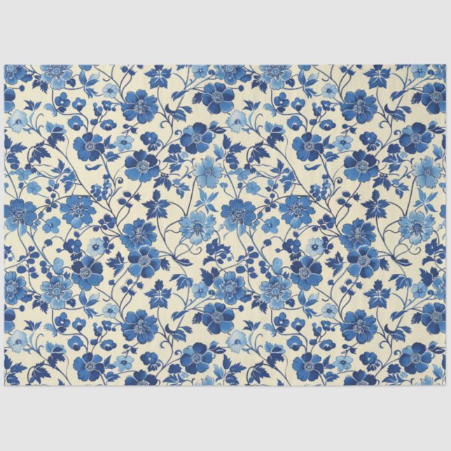 Blue Floral Tissue Paper (Front)