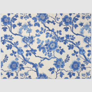 Blue Floral Tissue Paper