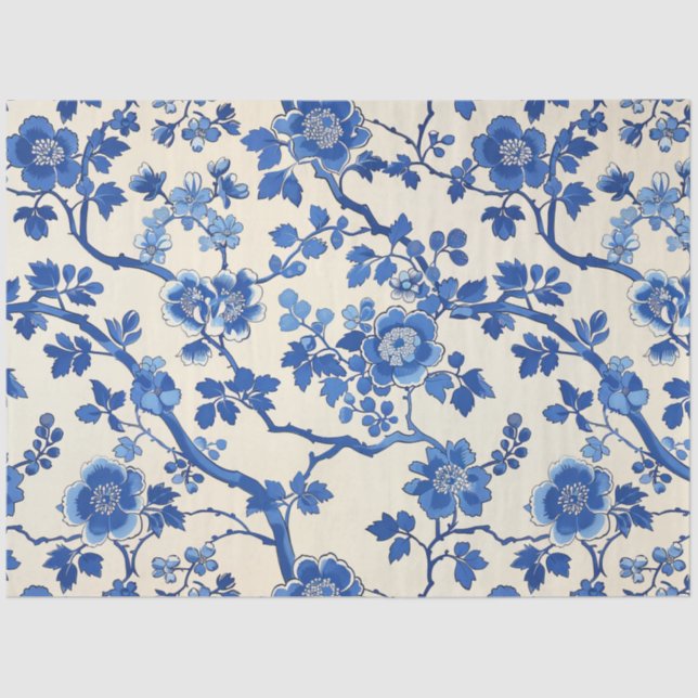 Blue Floral Tissue Paper (Front)