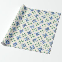 Blue Floral Trellis Garden Party Wrapping Paper