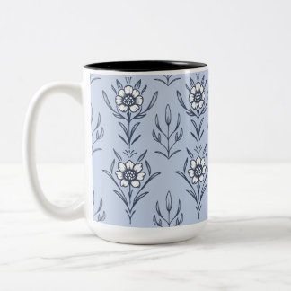 Blue floral Two-Tone coffee mug