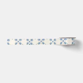 Blue Floral Vine Garden Satin Ribbon