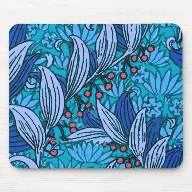 Blue Floral Vintage Mouse Pad (Front)