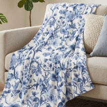 Blue Floral Vintage Toile Pattern 