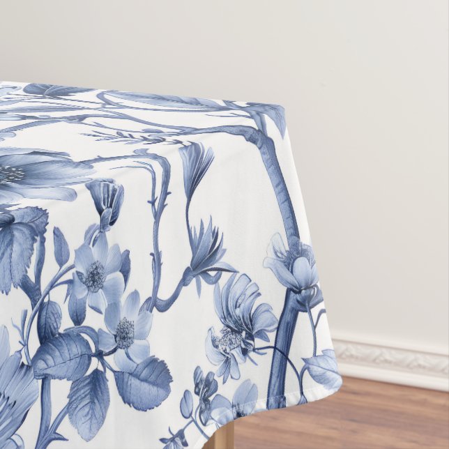 Blue Floral Vintage Toile Pattern  Tablecloth (In Situ)