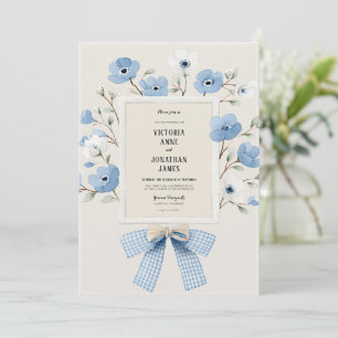 Blue Floral Vintage Whimsical Wedding Invitation