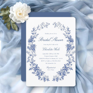 Blue Floral Watercolor Bridal Shower  Invitation