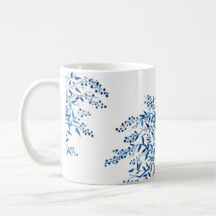 Blue Floral Watercolor Coffee Mug