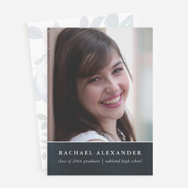 Blue Floral Watercolor Photo Graduation Party Invitation (Creator Uploaded)