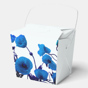 Blue Floral Watercolor Poppy Flowers Garden Theme Favor Box
