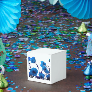 Blue Floral Watercolor Poppy Flowers Garden Trendy Favor Box