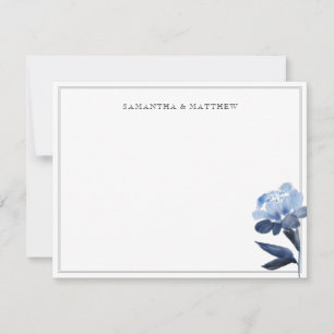 Blue Floral Watercolor Two Borders Couple  Card