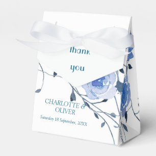 Blue Floral Watercolor Wedding Thank You Favour Bo Favor Box