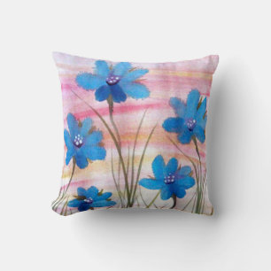 Blue Floral Watercolour Pillow