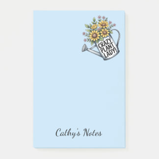 Blue Floral Watering Can Crazy Plant Lady Post-it Notes