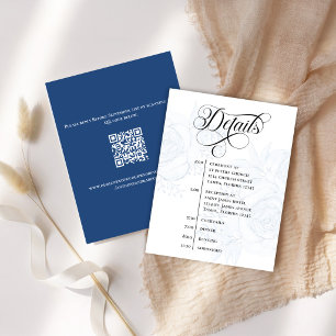 Blue Floral Wedding Details Timeline Card