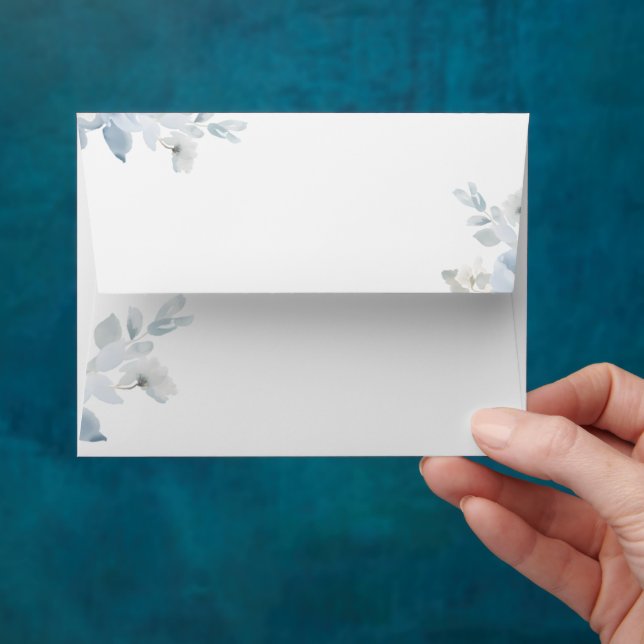 Blue Floral Wedding Envelope | Editable Guest Name (Hand)