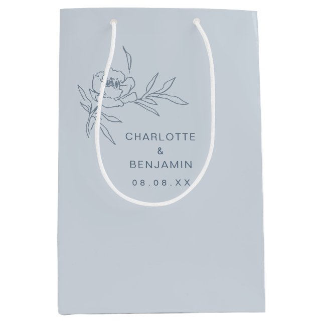 Blue Floral Wedding Gift Bag (Front)
