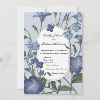 Blue Floral Wedding Invitation