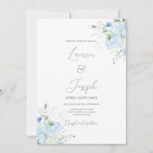 Blue floral Wedding Invitation