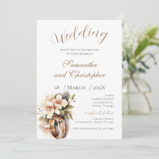 Blue Floral Wedding Invitation