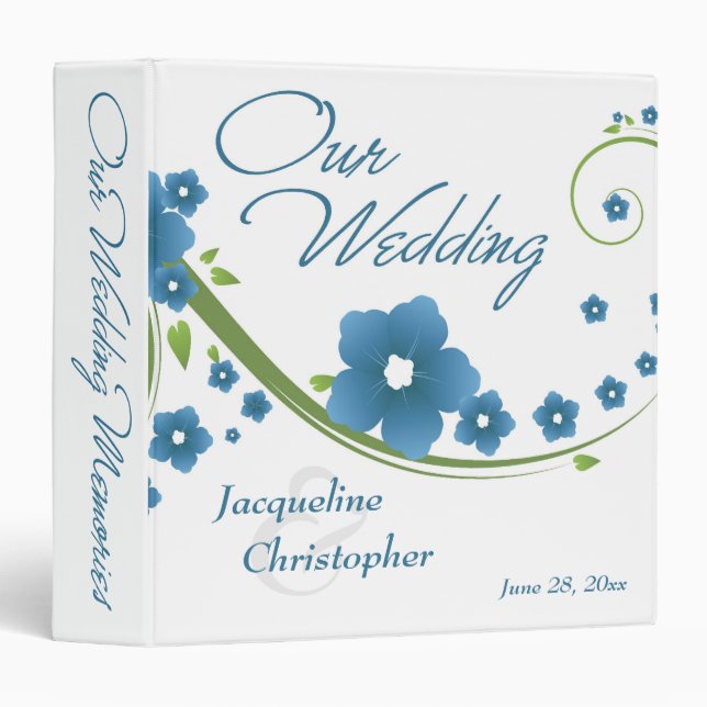 Blue Floral Wedding Memories Binder (Front/Spine)