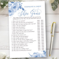 Blue Floral Wedding or Couples Shower Shoe Game