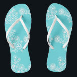 Blue Floral Wedding Reception Flip Flops<br><div class="desc">A cute guest favour addition to your destination beach or poolside wedding reception! Let your lady guests dance the night away in these comfortable "dancing shoes" flip flops. Place the flip flops in a basket beside the dance floor. Sample background colour is shown in aaqua blue-click "customize it" to change...</div>