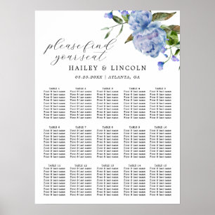 Blue Floral Wedding Seating Chart