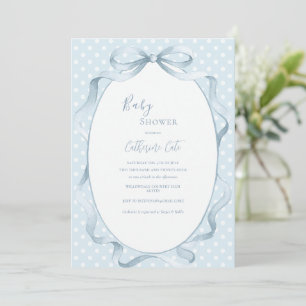 Blue Floral Whimsical Baby Shower Invitation