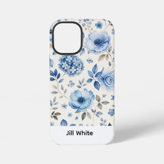 Blue Floral White Watercolor iPhone 12 Mini Case