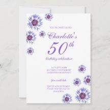 Blue Floral Wildflower 50th Birthday Party