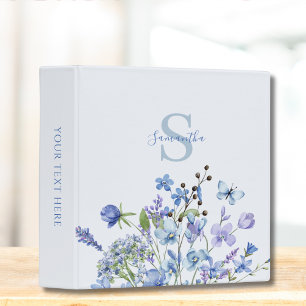 Blue Floral Wildflower Personalized Binder