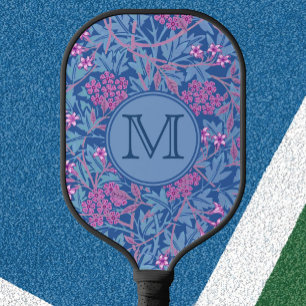 Blue Floral William Morris Custom Initial Ladies Pickleball Paddle