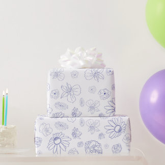 Blue Floral Wrapping Paper