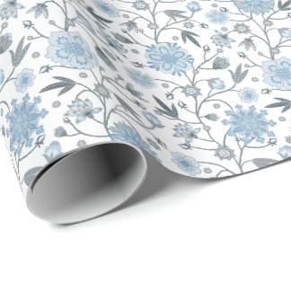 Blue floral wrapping paper