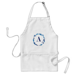 Blue Floral Wreath 'A' Standard Apron